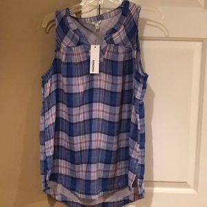 Women’s High-low plaid tank